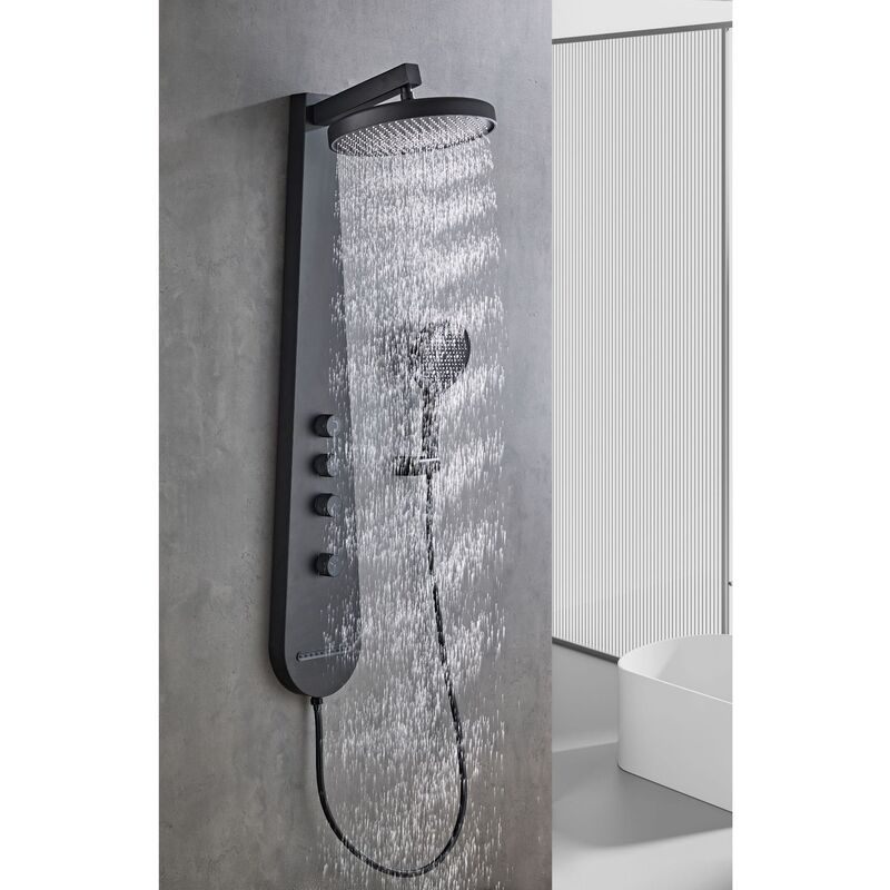 Cross-Border In-Stock Foreign Trade New Model Pipa Pulse Pressurized Top Spray Wall-Mounted Waterfall Showerhead Shower Set Cross-Border In-Stock Foreign Trade New Model Pipa Pulse Pressurized Top Spray Wall-Mounted Waterfall Showerhead Shower Set