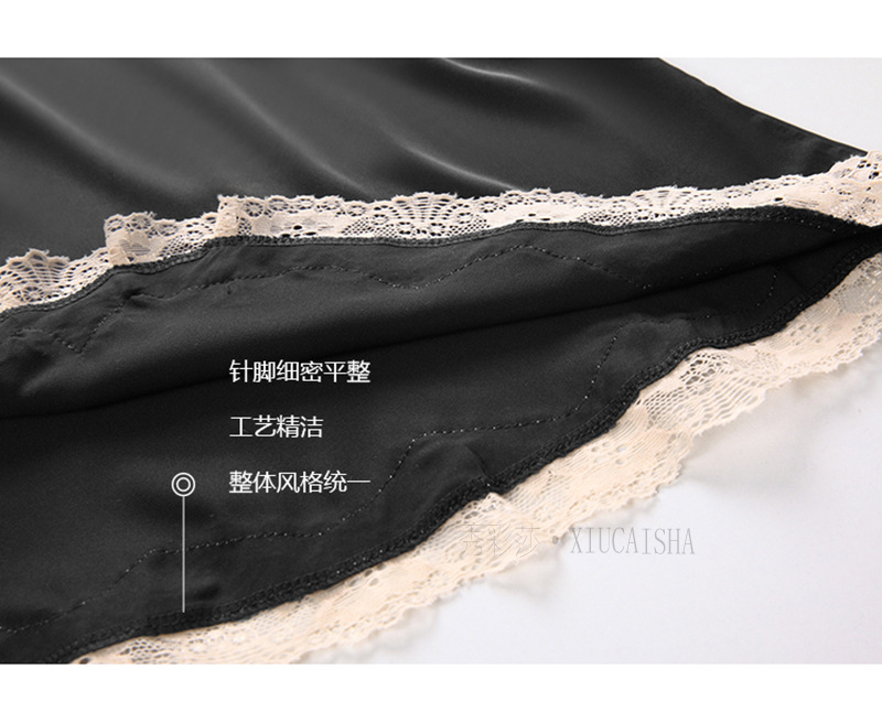 Lace Sling Babydoll Nightgown with Thong, Satin Blue One Size — detail image 36