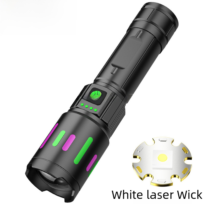 telescopic fluorescence flashlight with laser