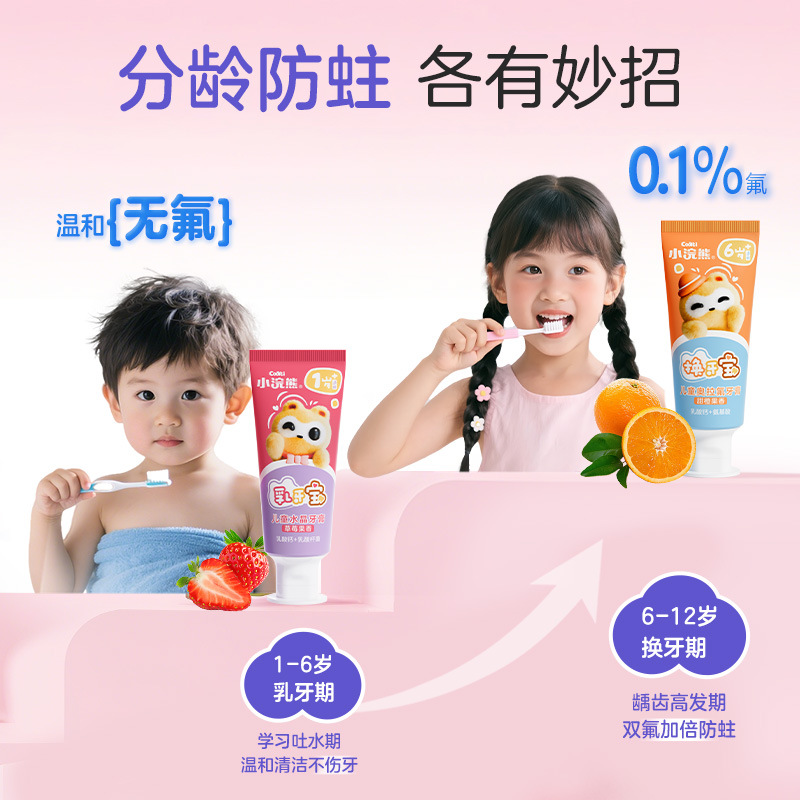 Wholesale Little Raccoon Children's Olafluor Toothpaste 70g Crystal Strawberry Orange Flavor for 3-12 Year Old Kids Brushing Their Teeth