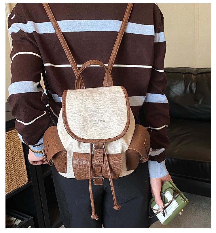 Backpack Women's Casual Versatile Niche Design Backpack Travel Color Blocked Small Backpack_voghion.com