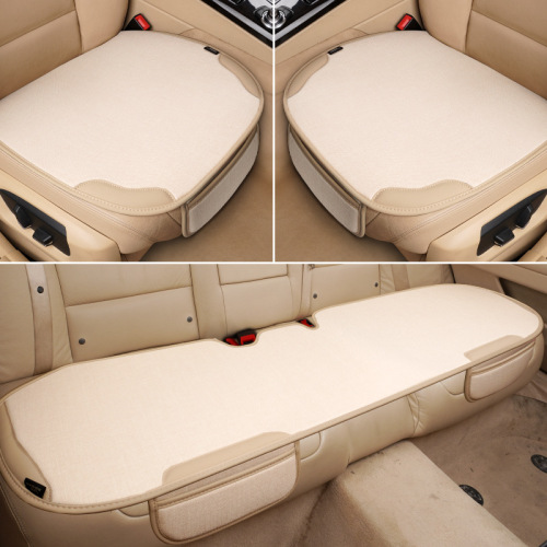 Car seat cushion universal four seasons single seat cushion single buttock cushion car rear seat set of three linen