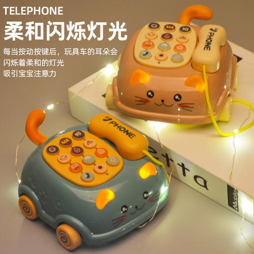 Internet celebrity children's toy telephone baby educational early education baby music story pull-string telephone car street stall toy