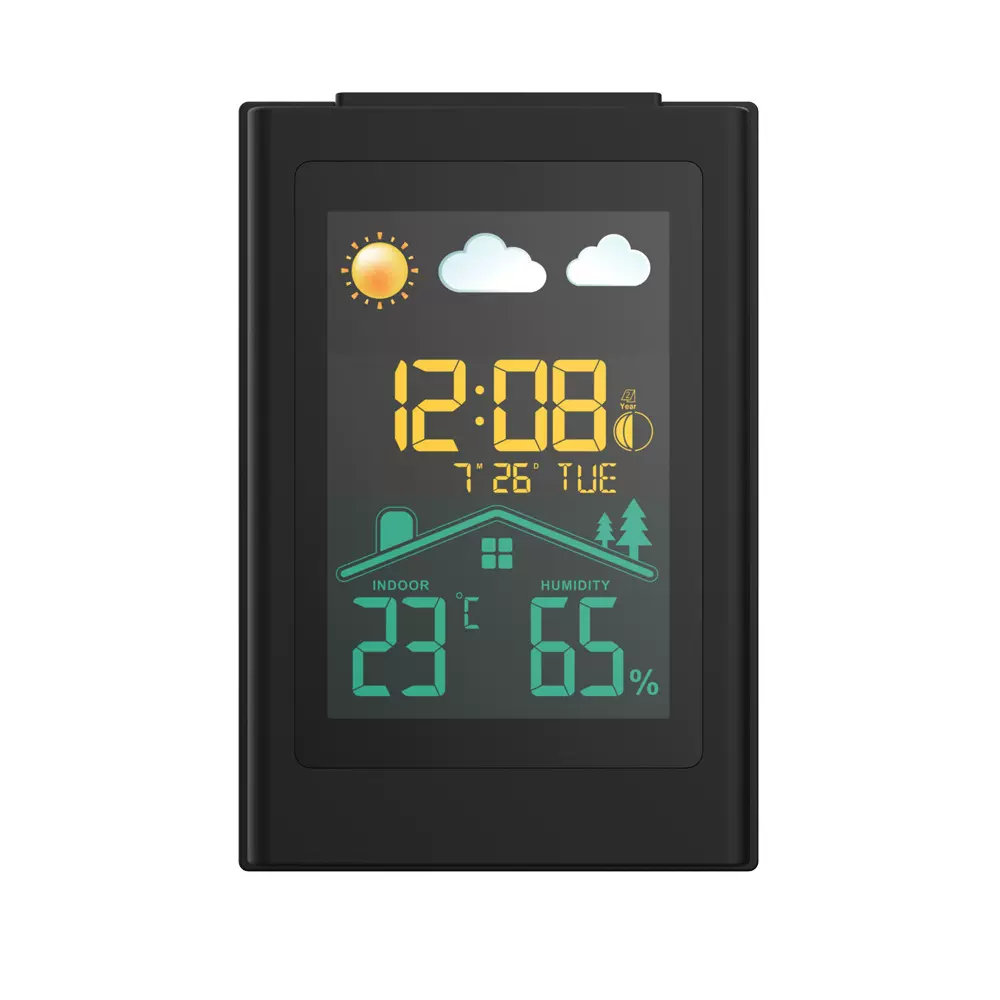 室内温湿度计彩屏气象站闹钟静音电子钟多功能钟表星期显示