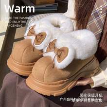 加绒棉拖鞋女秋四季可爱百搭包跟棉鞋外穿居家室内软底保暖雪地靴