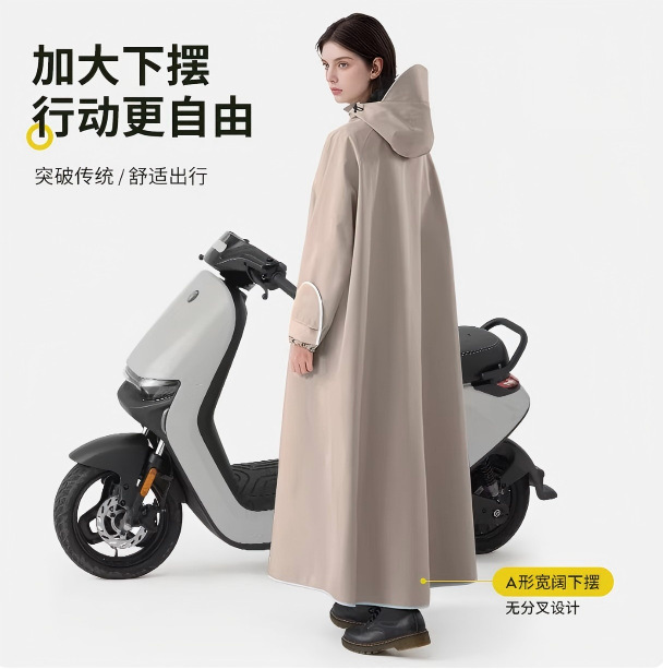 Electric Scooter Raincoat for Women, Long Style, Full-Body Storm-Proof, Adult Detachable Riding Rain Poncho