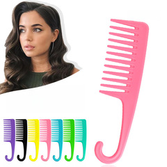 廠家批發美發梳子大齒梳塑料大刀梳家用防靜電捲髮梳不打結彎勾梳