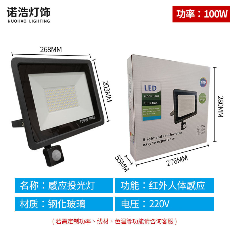 lámpara de proyección LED infrarroja luz de inducción corporal industrial inteligente al aire libre impermeable garaje lámpara de iluminación de patio