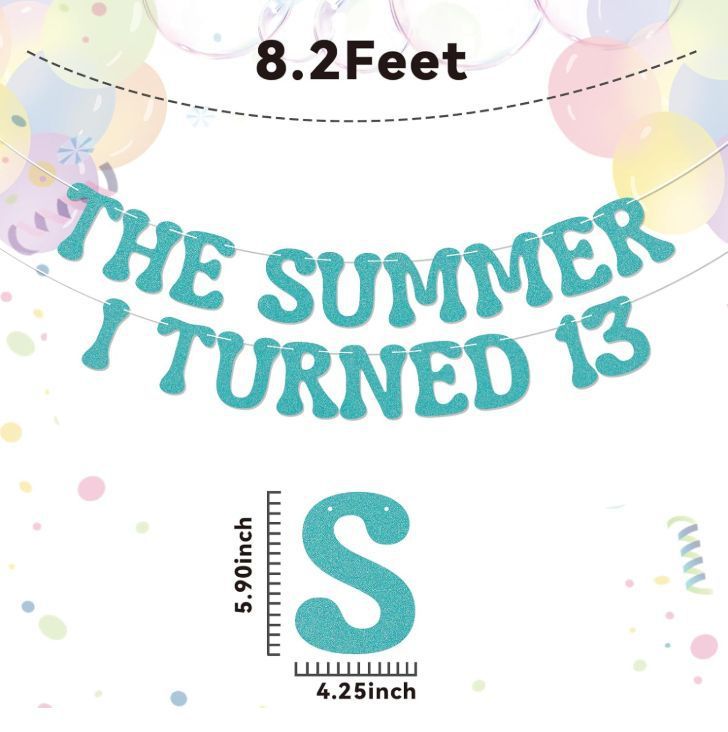 亚马逊thesummeriturned13金葱纸拉旗生日布置装饰品横幅拉花闪粉|undefined