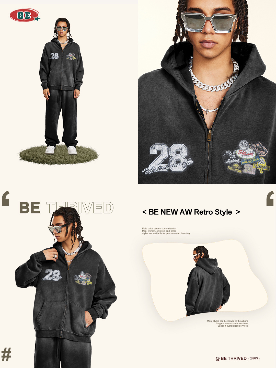Be Hombres| 2025 otoño Europa y América marca de moda de alta calidad con camisa cardigan con cremallera chaqueta con capuz para hombres pesados image 3