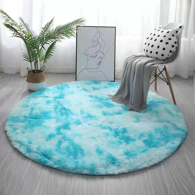 Граница-кросс ковёрNordic круглый однотонный tie-dyed шелковая шерсть покрытие для гостиной спальни коврик для стола компьютерной кресла подвесная корзина напольный коврик