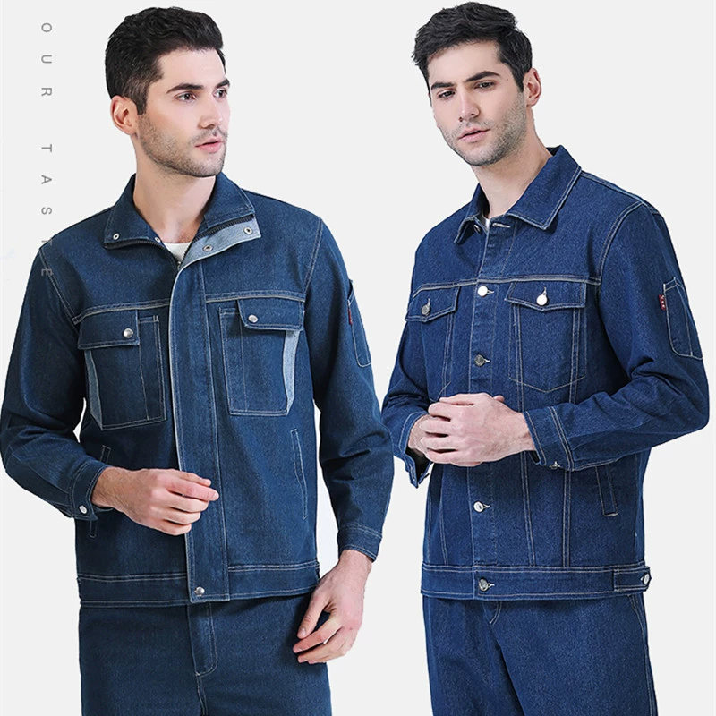 Весенне-осенне-зимняя джинсовая сварочная рабочая одежда, костюм, мужской эластичный утолщенный светоотражающий электросварщик, охрана труда, одежда, заводская одежда