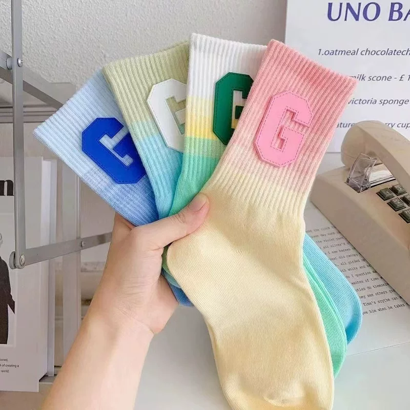 Tide, trend fresh high quality knee socks, mid-length, gradient