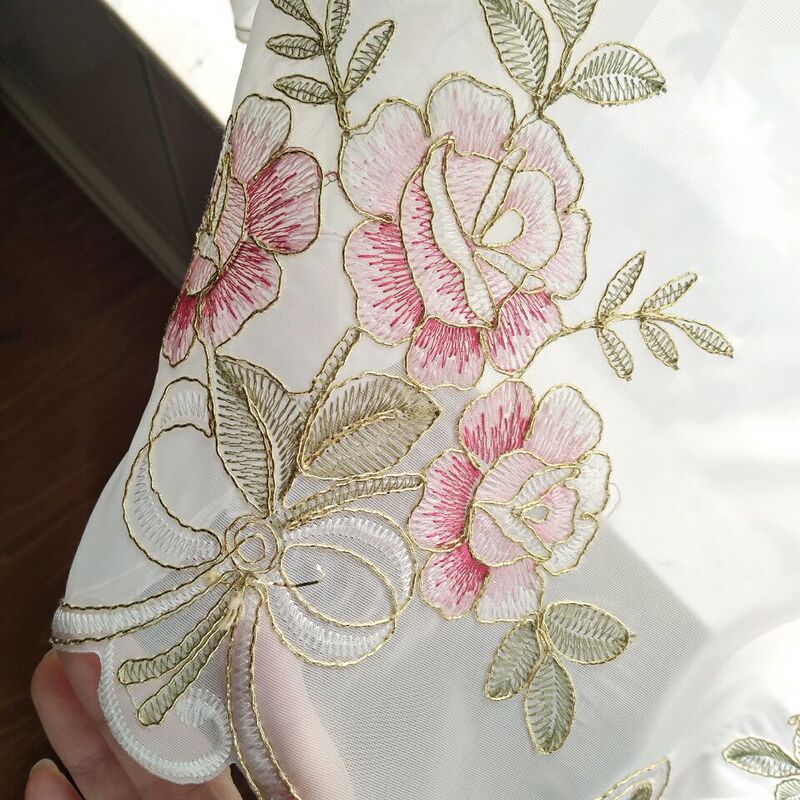 嫣然 立体绣花特丽纶成品窗帘厨房窗纱咖啡帘半帘  厂家批发|undefined