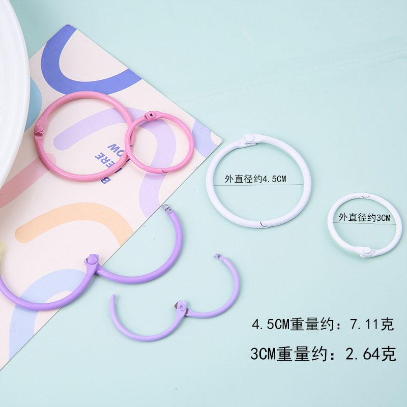 다채로운 오픈 카드 링, 창의적인 DIY 쥬얼리 액세서리, 페인트 금속 열쇠고리, 열쇠고리, 루스리프 링 도매