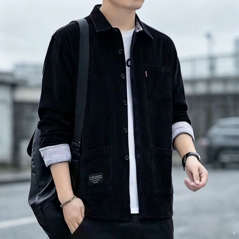 2026 Fall Collection Men's Corduroy Shirt Jacket New Casual Warm Shirt with Multiple Pockets, Loose Fit and Versatile