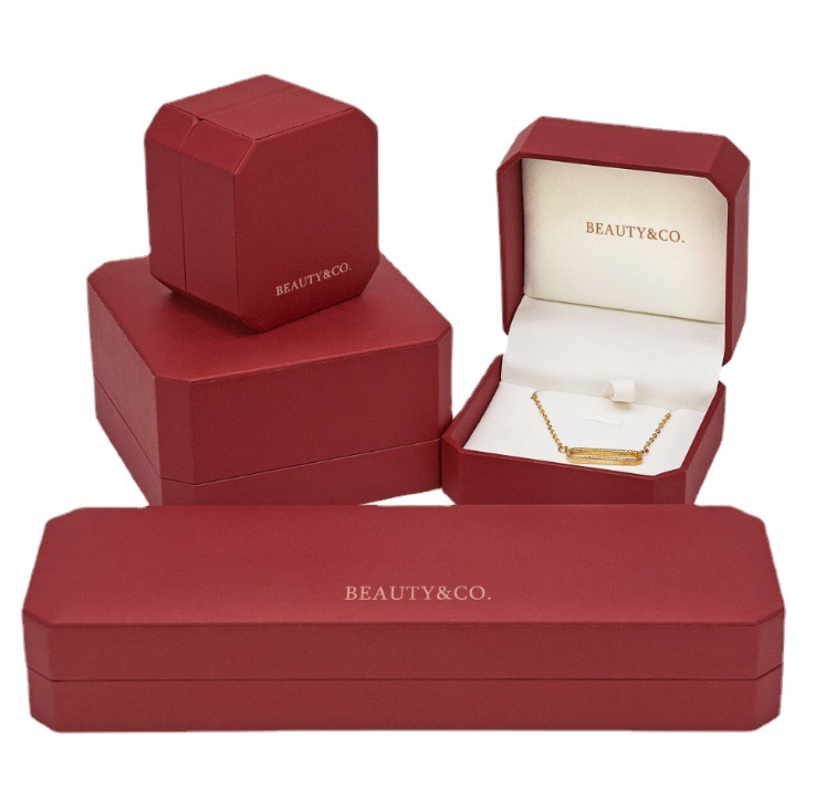 【厂家直销】批发新款高档定Logo八角红色翻盖吊坠珠宝包装首饰盒