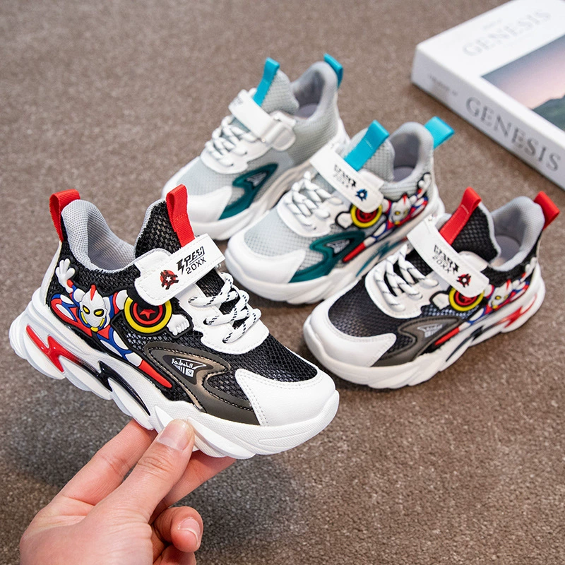 Мужская обувь 2024 весна лето новый детский мальчик мультфильм обувь дышащая сетка мягкая подошва кроссовки