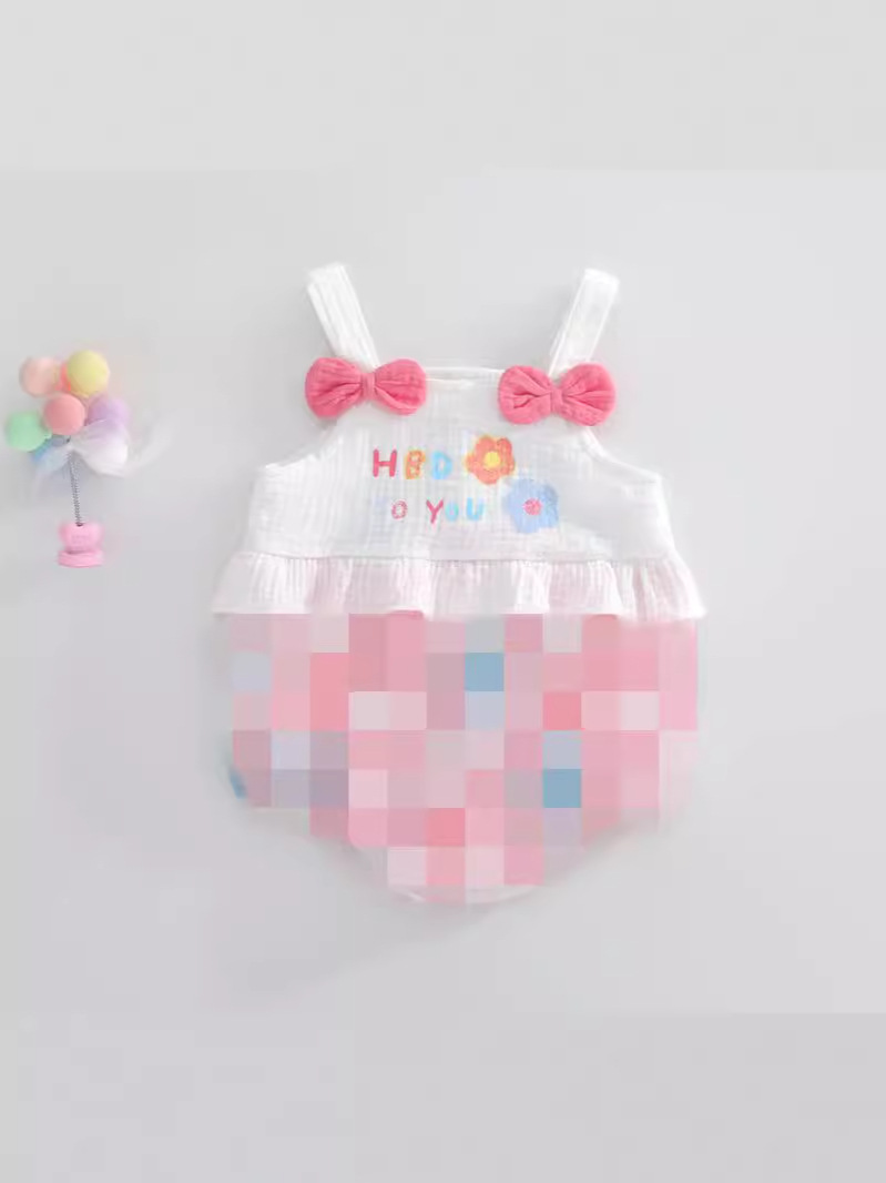 Ropa de verano para bebés, bebé, princesa súper linda, mameluco con tirantes, chaleco sin mangas de verano, abrigo triangular delgado, traje de escalada