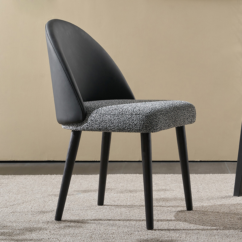 Silla de comedor minimalista italiana silla de madera maciza Silla de libro minimalista moderna nórdica silla ligera de lujo de diseño de tela silla trasera de cuero