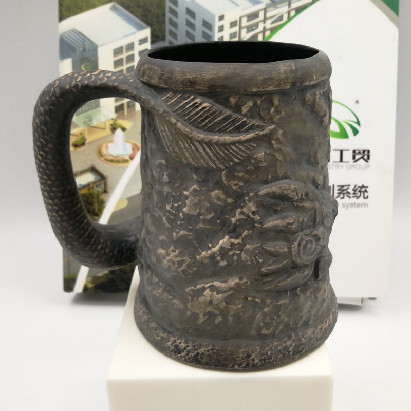 Taza tiki en forma de dragón de celebridades de Internet cuidadosamente seleccionada, taza de cerámica personalizada creativa, taza de cóctel de bar, vino 3D con linterna bonita