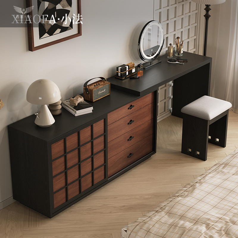 Mesa de tocador de esquina multifuncional retro, cómoda de dormitorio antiguo, cómoda, mesa de tocador de una pieza al final de la cama, almacenamiento francés