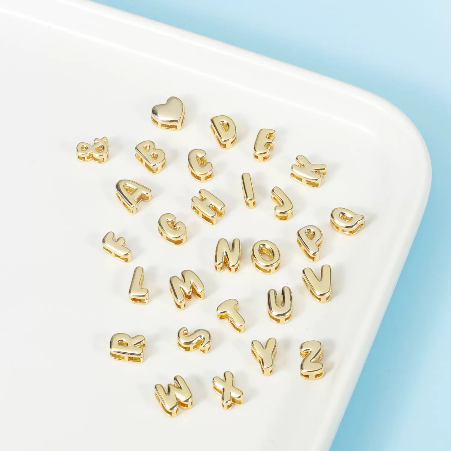 欧美跨境热销18K真金电镀泡泡字母吊坠DIY自由搭配项链个性