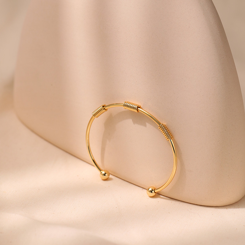 11g Weight 18K Gold Plated Plating Material Bangle Classification Lady C Shape Brass 18k Gold Plated Bangle In Bulk