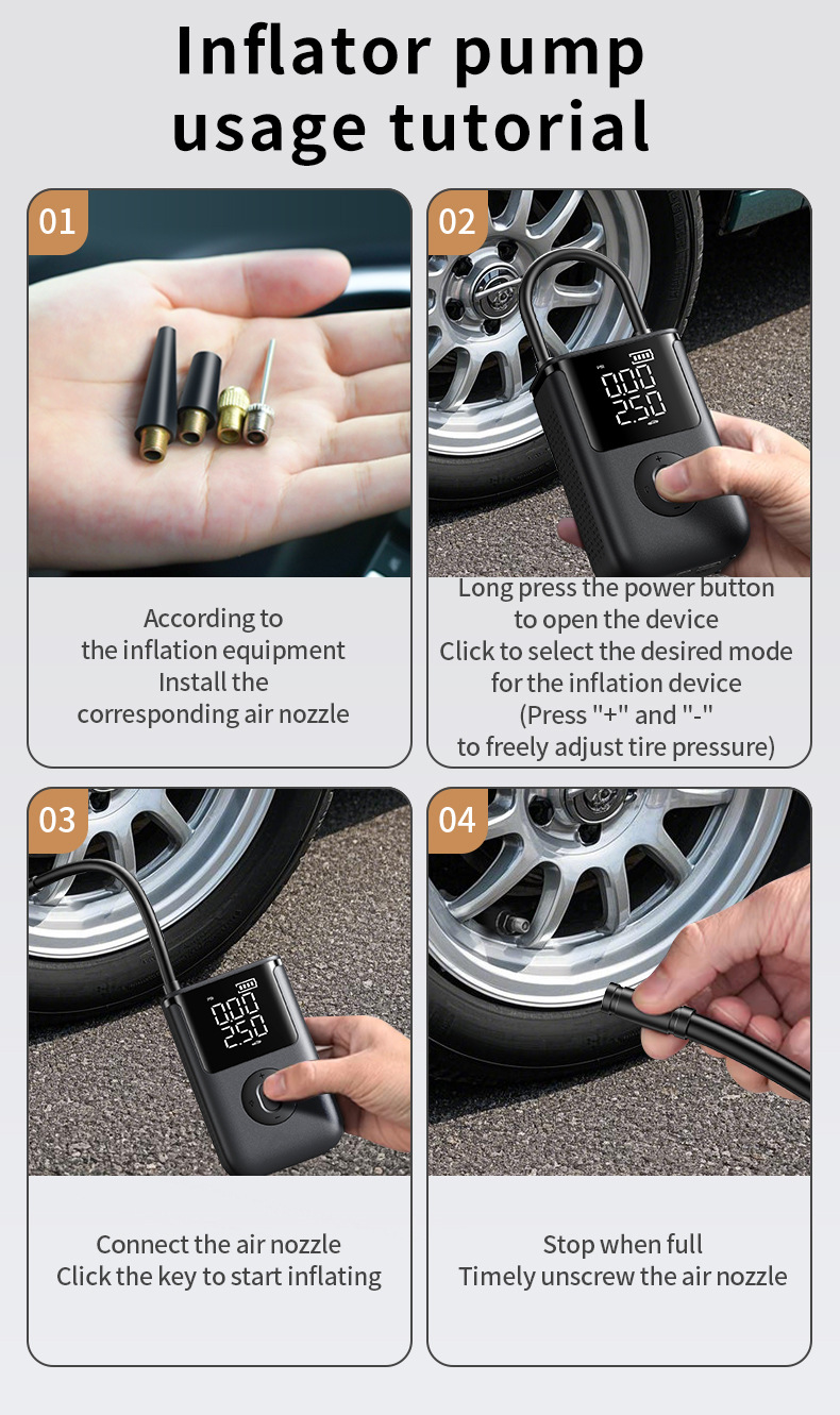 【Mf01】Cross-Border Car Air Pump Wireless Portable Car Sedan Electric Car Tire 12V Inflator