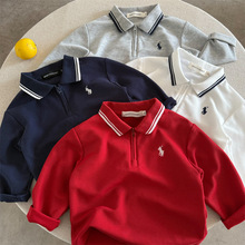 儿童长袖polo衫韩版男童翻领上衣外穿套头衫宝宝秋季衣服一件代发