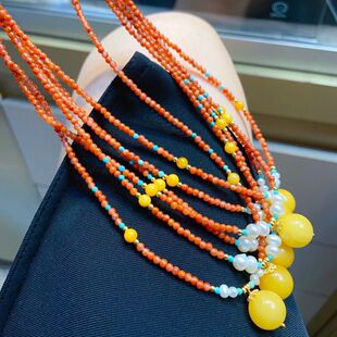 Natural Russian Old Wax Clavicle Chain Pendant Honey Full Wax Real Size 12mm Natural South Red Agate Woven Chain