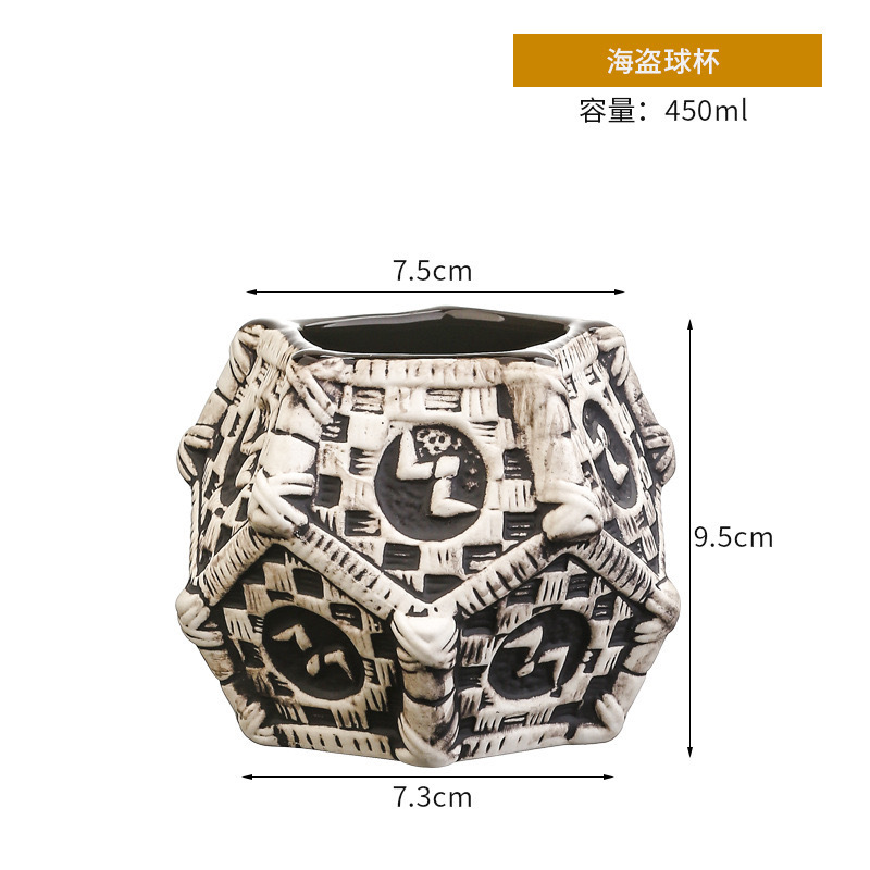 Taza de cóctel hawaiana taza de cerámica creativa taza de tic-tac - toe taza de cara de totem taza de macaco taza zombie taza de papagaio taza