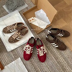 德训鞋女百搭休闲运动鞋平底阿甘鞋小众低帮潮流系带豹纹