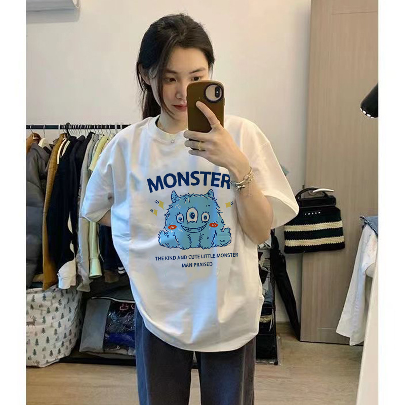 Bolsa de expresión facial manga corta Camiseta Linda cuello redondo Camiseta de manga corta para hombres y mujeres estilo coreano estudiante moda suelta ins Top par desgaste T image 11