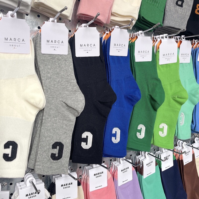 Korean Socks Women Dongdaemun Imported 0830 Sports Tide Socks Academy Style Klein Blue Letter C Long Cotton Socks