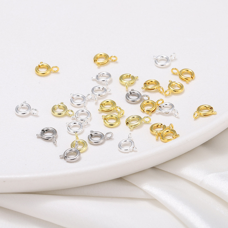 18K Color-preserving Real Gold Spring Buckle O-Buckle Small Buckle Handmade Jewelry Bracelet Necklace Special Coil Chain
