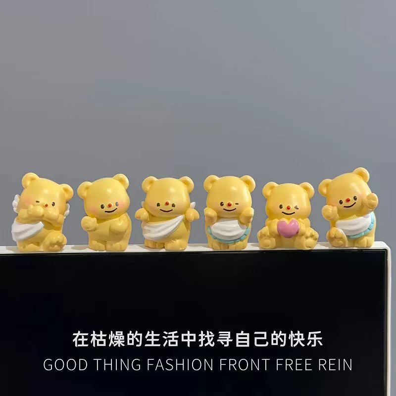 Милый желтый медведь, мох, микропейзаж, креативные декоративные аксессуары, мини-автомобиль, настольные украшения, оптовая продажа