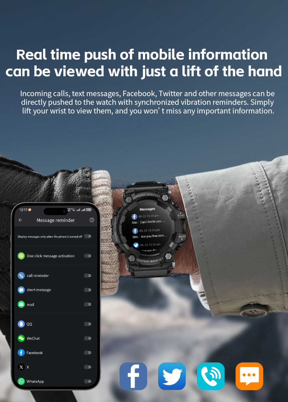 LOKMAT foreign trade outdoor sports smartwatch ATTACK GT Bluetooth Call Compass Flashlight Music undefined