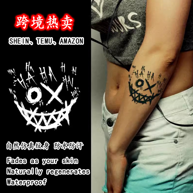 Cross-border Hot Halloween Tattoo Tattoo Tattoo Tattoo Tattoo Dark Clown Smiley Tattoo Tattoo Sticker