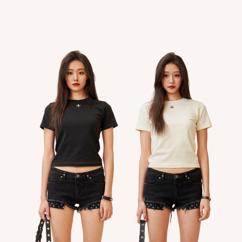 Smfk Embrace Slim Tee Stretch Sports Embroidery T-Shirt Short Sleeve Smfk Embrace Slim Tee Stretch Sports Embroidery T-Shirt Short Sleeve