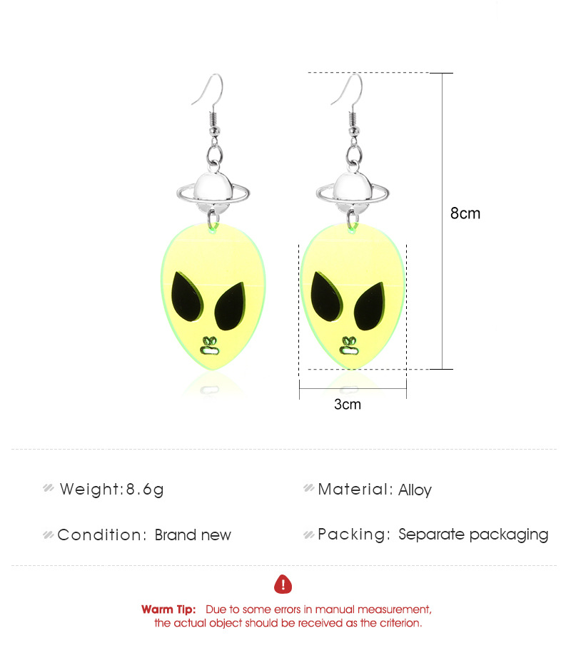 Acrylic Transparent Alien Earrings Wholesale Jewelry Nihaojewelry display picture 1