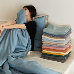 Nordic Style 60-Count Silk-Satin Tianzi Coverlet Single Piece Summer Solid Color Cool Ice Silk Bare Sleep Coverlet Double Size