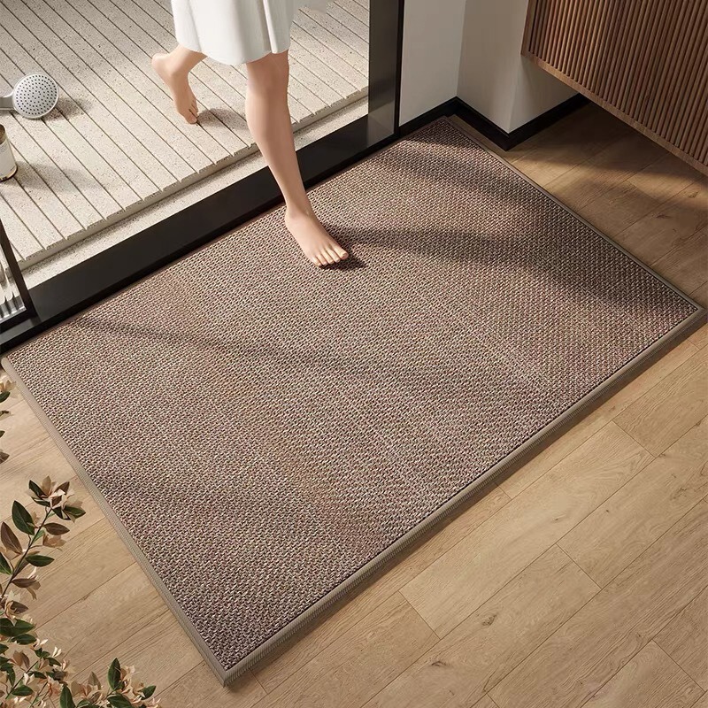 Linen Woven Bathroom Non-Slip Floor Mats Home Bedroom Carpet Bathroom Door Absorbent Quick-Drying Foot Mats Wholesale