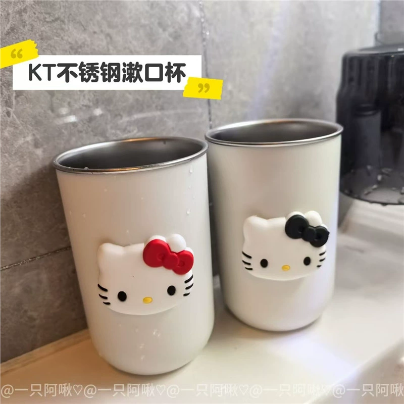 Новая модная чашка для туалетных принадлежностей KT для кошек, чашка для зубной щетки, стильная универсальная высококачественная портативная чашка из нержавеющей стали для прогулок