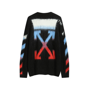 2025 autumn and winter new OW gradient arrow color mohair knitted sweater lovers a generation of batch
