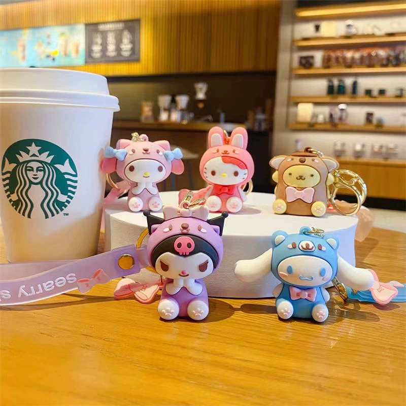 Кулон на брелке (Sanrio) Набор милых силиконовых подвесок — мягкие резиновые талисманчики, подарок на день рождения, различные персонажи