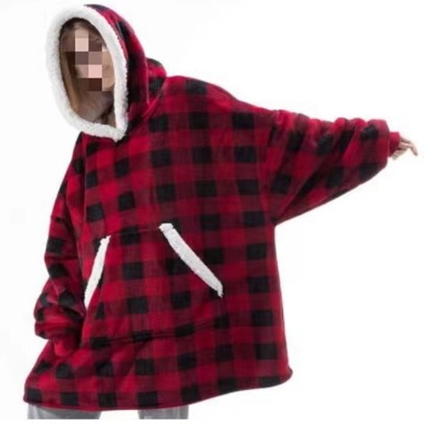 怠け者の頭のパジャマの保温服の羊の小毛のテレビのじゅうたんの抱擁式の帽子のシャツの防寒保温のパジャマの家の服|undefined