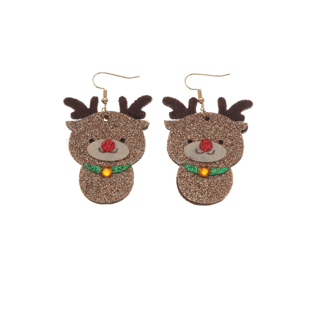 Cute Glitter Cloth Santa Claus Elk Christmas Earrings Wholesale Jewelry Nihaojewelry display picture 8