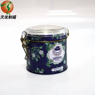 厂家直销玫瑰花茶包装铁盒圆形密封马口铁盒干果翻盖铁皮盒定制