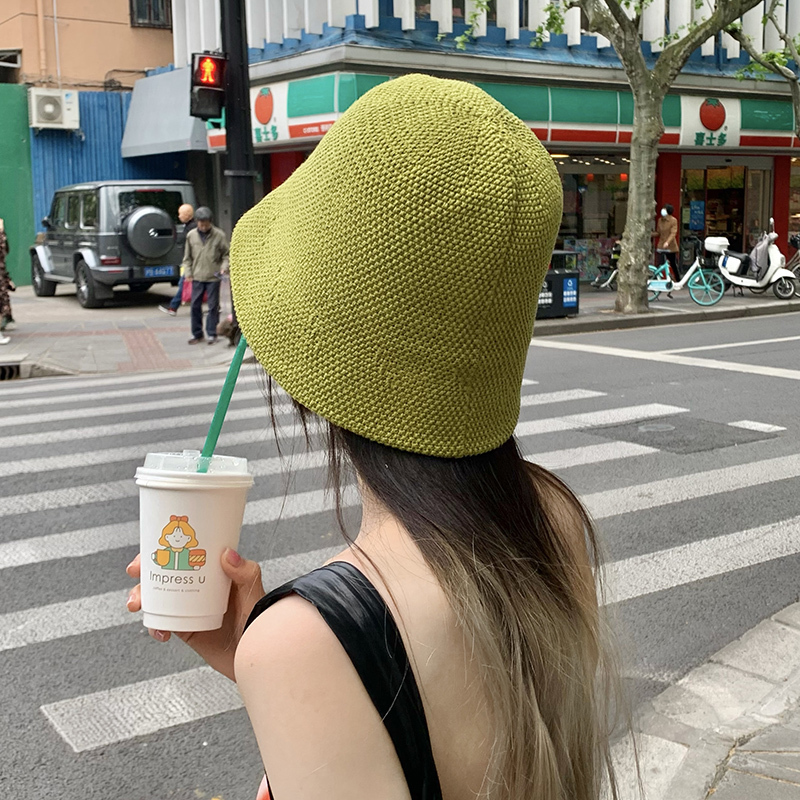 夏季遮阳帽子女海边沙滩旅游防晒薄透气渔夫帽新款水桶帽女显脸小|undefined